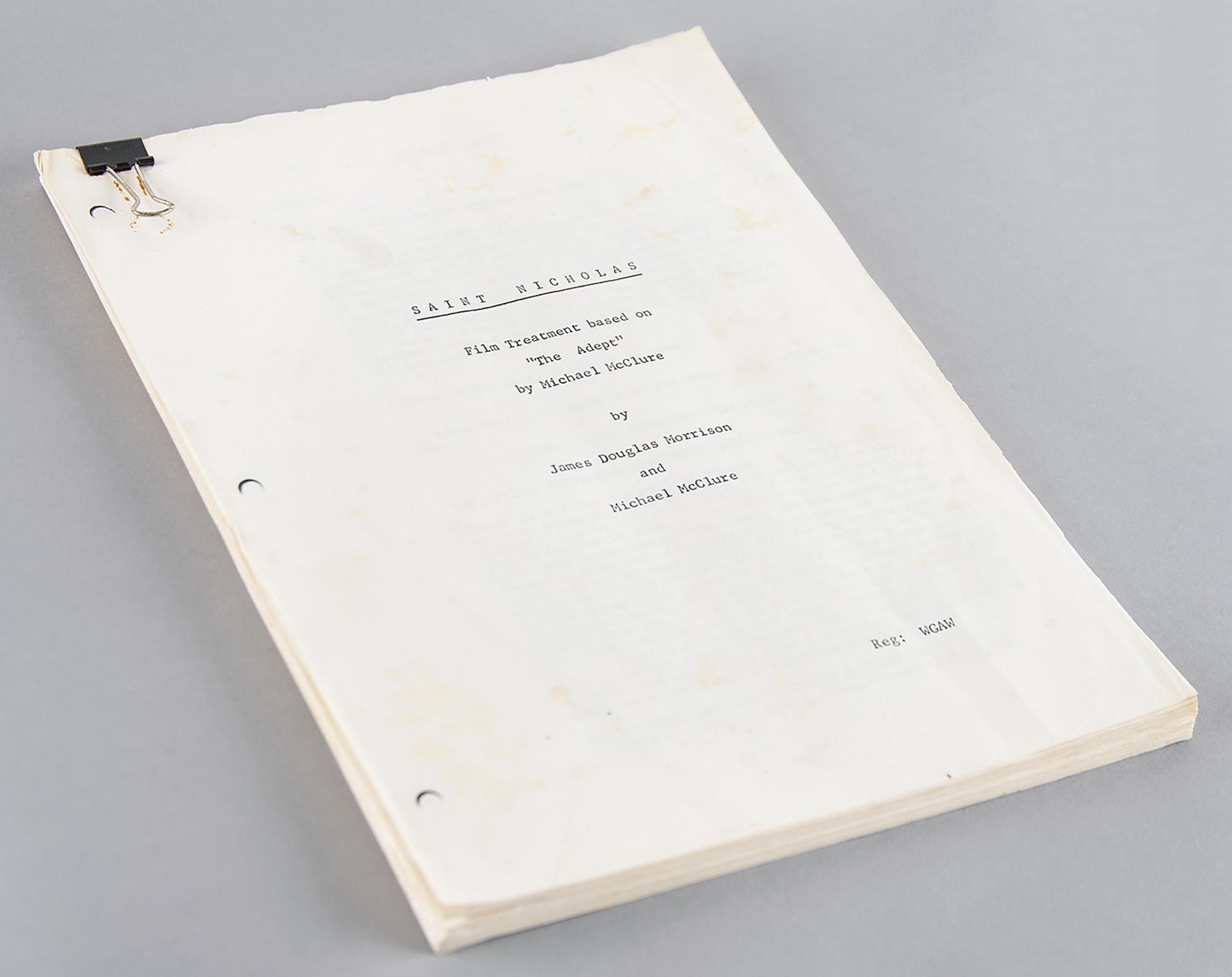 Jim Morrison Unpublished Film Script for 'Saint Nicholas' (One
